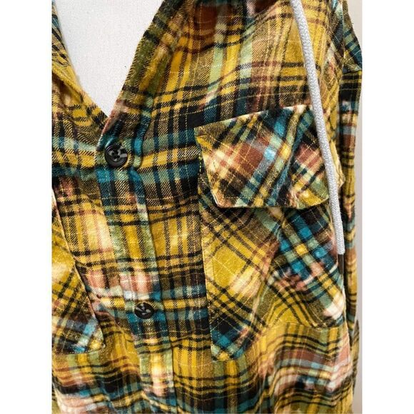 New Urban Outfitters Hooded Plaid Flannel Overshirt Size L - Picture 6 of 9